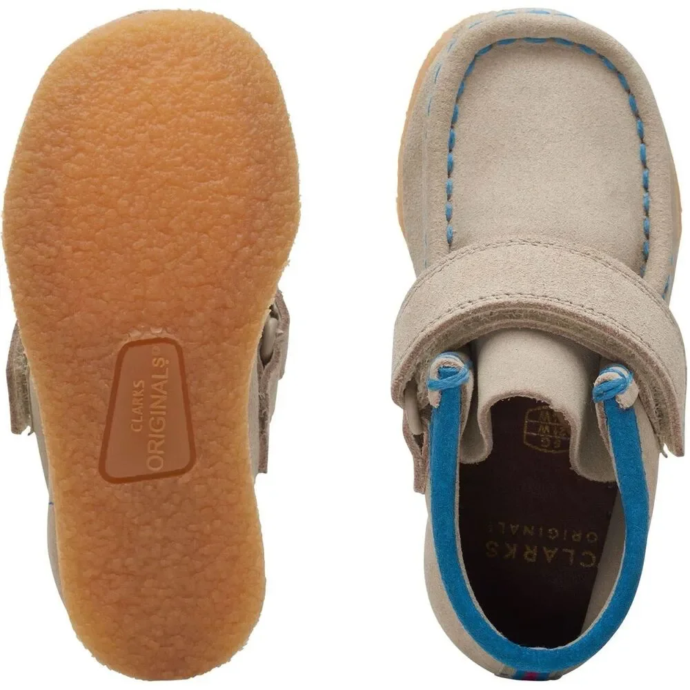 CLARKS New Wallabee Booties US 7W Big Kid Sand Combi LEATHER Toddler Shoes Suede